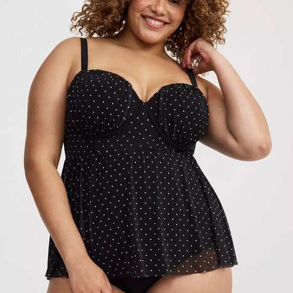 Torrid Polka Dot Retro Underwire Mesh Swim Dress - Picture 1 of 9